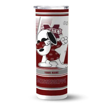 Mississippi State Bulldogs Tumber - Customized Snoopy Dog Skinny Maroon White