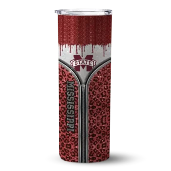 Customized Mississippi State Bulldogs Sparkle Drip Maroon Skinny Tumbler