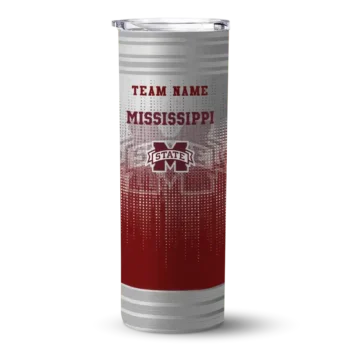 Customized Mississippi State Bulldogs Swirl Texture Maroon Skinny Tumbler