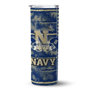Customized Navy Midshipmen Chevron Patch Blue Skinny Tumbler
