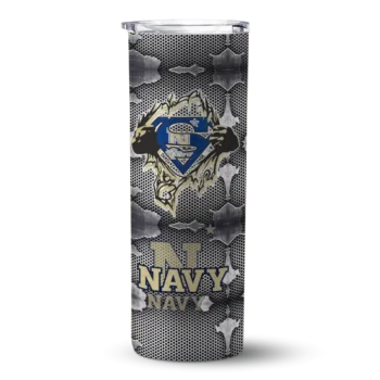 Customized Navy Midshipmen Chevron V Blue Gray Skinny Tumbler