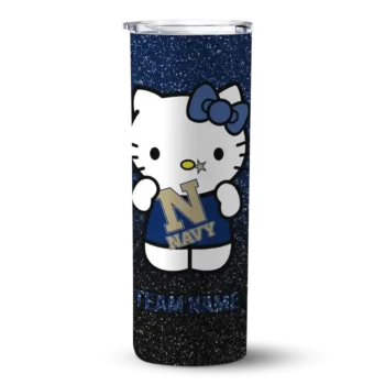 Customized Navy Midshipmen Hello Kitty Blue Black Skinny Tumbler