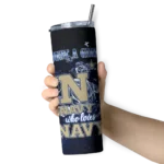 customized-navy-midshipmen-rose-romance-blue-black-skinny-tumbler-best-selling-1.webp