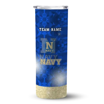 Customized Navy Midshipmen Starburst Tiles Blue Skinny Tumbler
