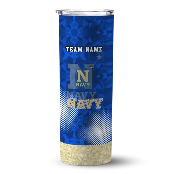 customized navy midshipmen starburst tiles blue skinny tumbler best selling