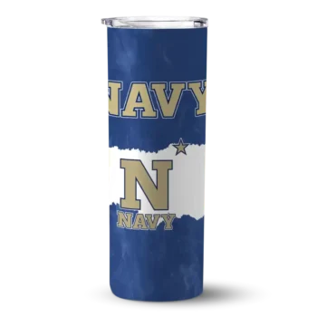 Customized Navy Midshipmen Torn Band Blue White Skinny Tumbler