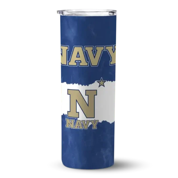 customized navy midshipmen torn band blue white skinny tumbler best selling
