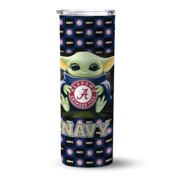 Customized Navy Midshipmen Yoda Cozy Blue Black Skinny Tumbler