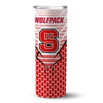 Customized NC State Wolfpack Chevron Stripes Red Skinny Tumbler