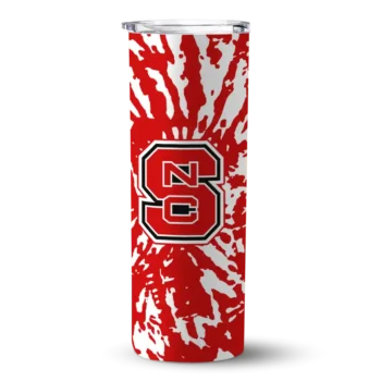 Customized NC State Wolfpack Metallic Grid Red Skinny Tumbler