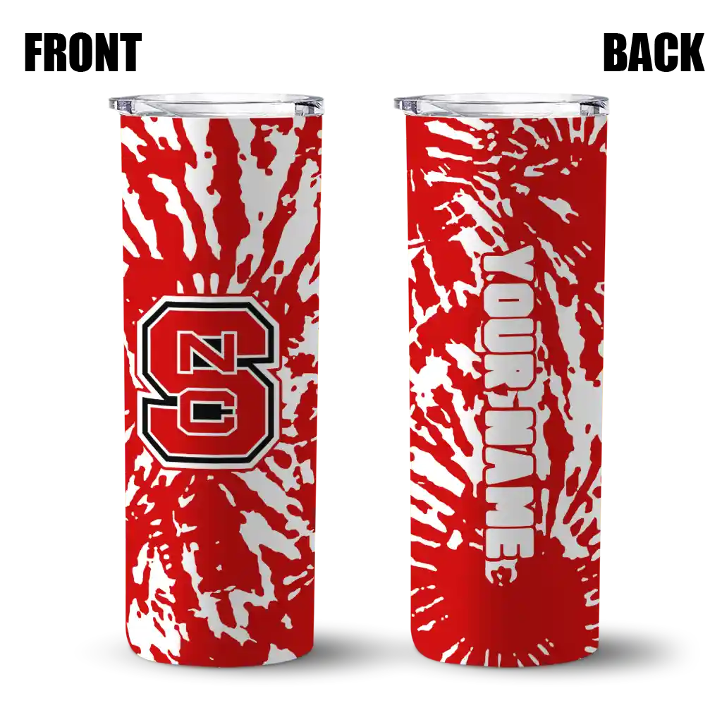 customized-nc-state-wolfpack-metallic-grid-red-skinny-tumbler-fashion-forward.webp