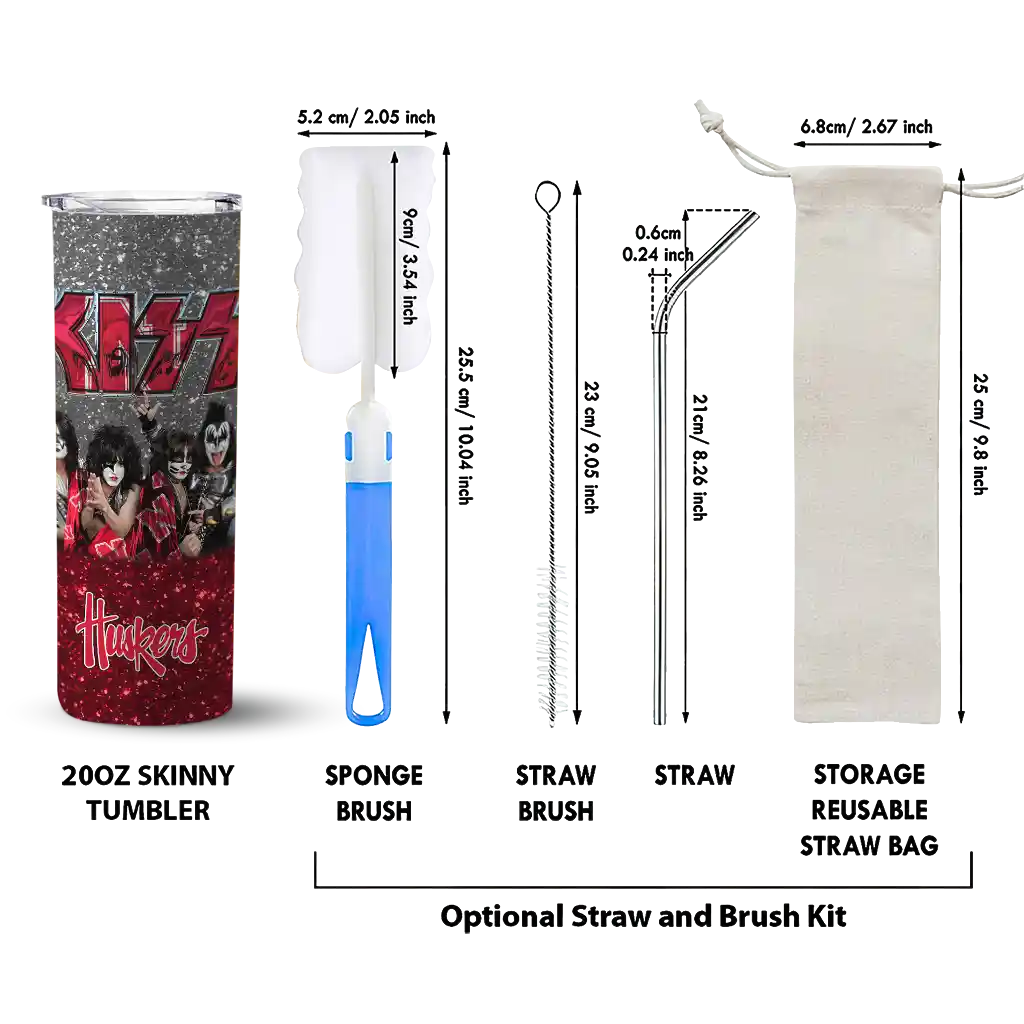 customized-nebraska-cornhuskers-kiss-band-black-skinny-tumbler-new-arrival.webp