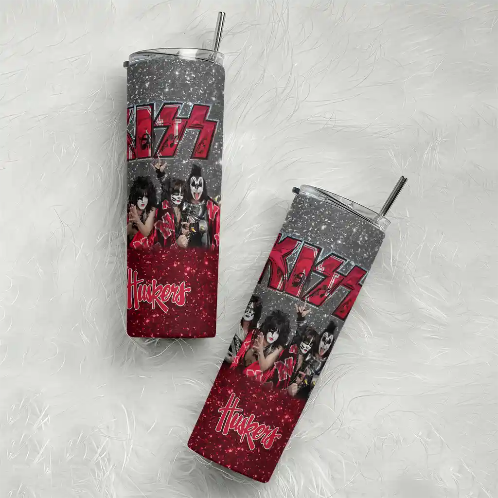 customized-nebraska-cornhuskers-kiss-band-black-skinny-tumbler-top-rated.webp