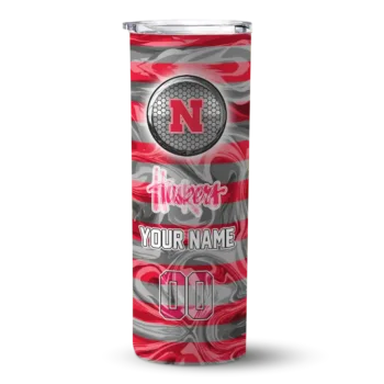 Customized Nebraska Cornhuskers Patterned Waves Red Skinny Tumbler