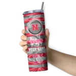 customized-nebraska-cornhuskers-patterned-waves-red-skinny-tumbler-best-selling.webp