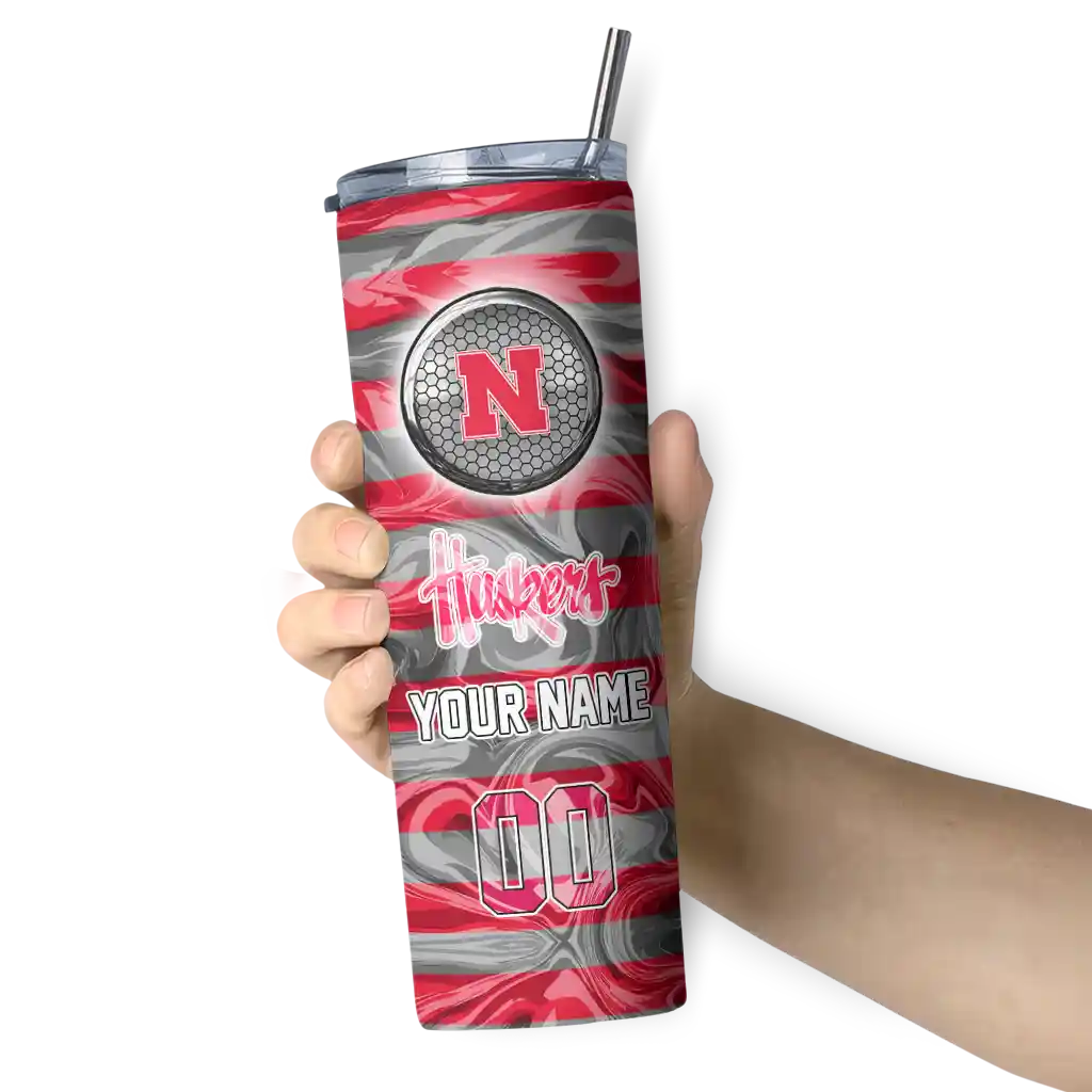 customized-nebraska-cornhuskers-patterned-waves-red-skinny-tumbler-premium-grade.webp
