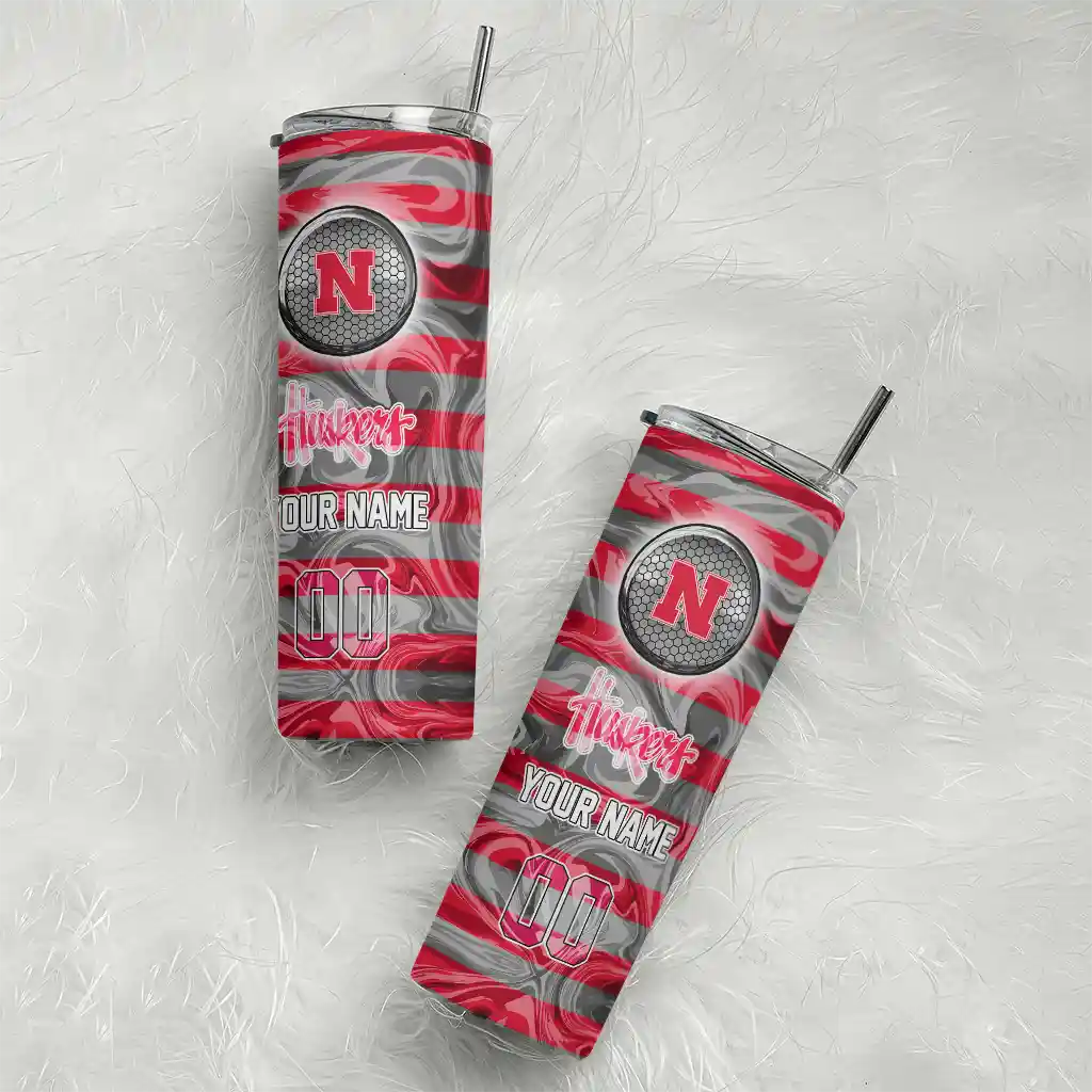 customized-nebraska-cornhuskers-patterned-waves-red-skinny-tumbler-top-rated.webp