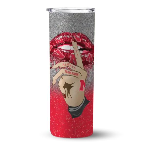 customized nebraska cornhuskers sparkle lips red skinny tumbler best selling 1
