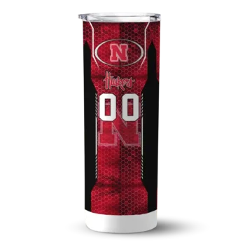Customized Nebraska Cornhuskers Stacked Diamond Red Skinny Tumbler