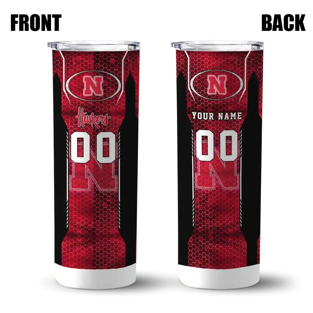 customized-nebraska-cornhuskers-stacked-diamond-red-skinny-tumbler-fashion-forward.webp