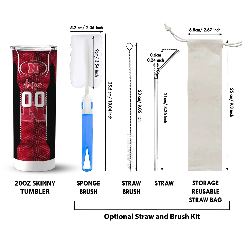 customized-nebraska-cornhuskers-stacked-diamond-red-skinny-tumbler-new-arrival.webp
