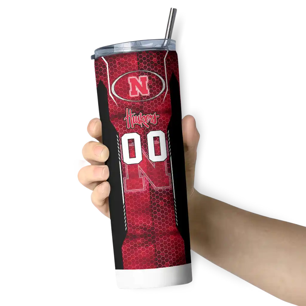 customized-nebraska-cornhuskers-stacked-diamond-red-skinny-tumbler-premium-grade.webp