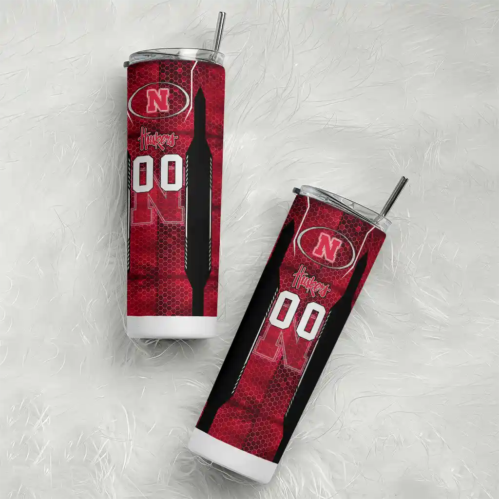 customized-nebraska-cornhuskers-stacked-diamond-red-skinny-tumbler-top-rated.webp