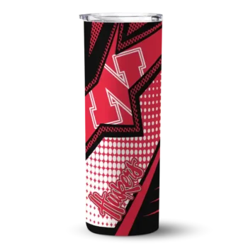 Customized Nebraska Cornhuskers Web Stripes Red White Skinny Tumbler