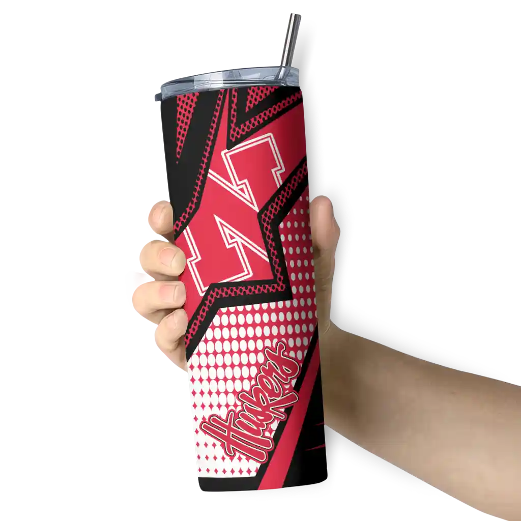 customized-nebraska-cornhuskers-web-stripes-red-white-skinny-tumbler-premium-grade.webp