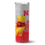customized-nebraska-cornhuskers-winnie-the-pooh-red-gray-skinny-tumbler-best-selling.webp
