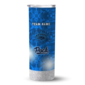 Customized Nevada Wolf Pack Starburst Tiles Blue Skinny Tumbler