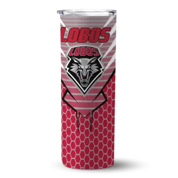 Customized New Mexico Lobos Chevron Stripes Red Skinny Tumbler