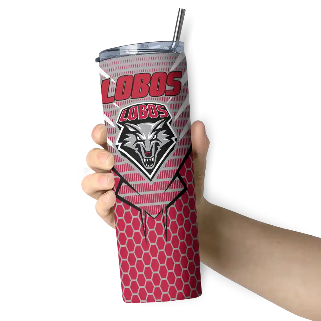 customized-new-mexico-lobos-chevron-stripes-red-skinny-tumbler-premium-grade.webp