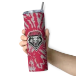customized-new-mexico-lobos-metallic-grid-red-skinny-tumbler-best-selling.webp