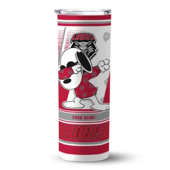 Customized New Mexico Lobos Snoopy Dog Red White Skinny Tumbler
