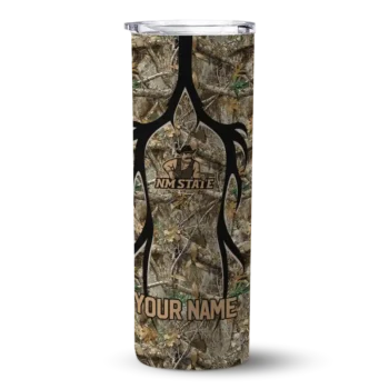 Customized New Mexico State Aggies Antler Flow Camo Skinny Tumbler