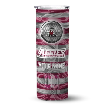 Customized New Mexico State Aggies Patterned Waves Crimson Skinny Tumbler