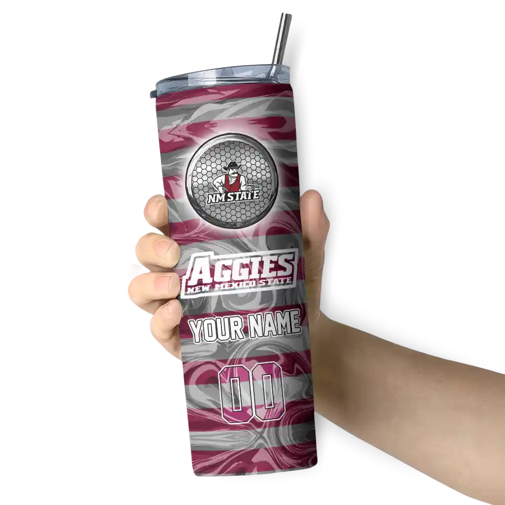 customized-new-mexico-state-aggies-patterned-waves-crimson-skinny-tumbler-premium-grade.webp