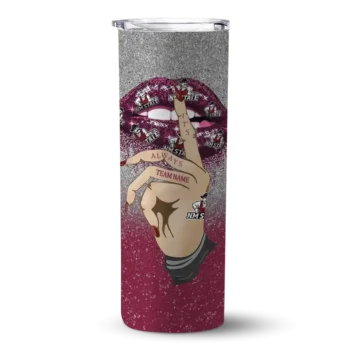Customized New Mexico State Aggies Sparkle Lips Crimson Skinny Tumbler