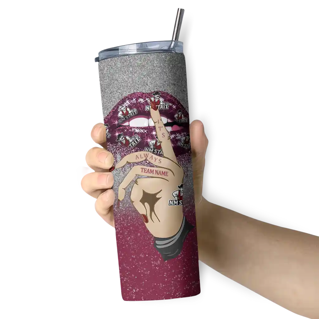 customized-new-mexico-state-aggies-sparkle-lips-crimson-skinny-tumbler-premium-grade.webp