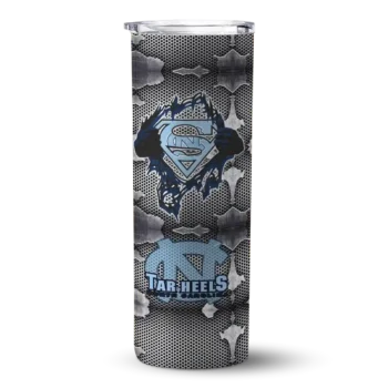 Customized North Carolina Tar Heels Chevron V Light Blue Gray Skinny Tumbler