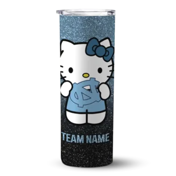 North Carolina Tar Heels Tumber - Customized Hello Kitty Skinny Light Blue Black