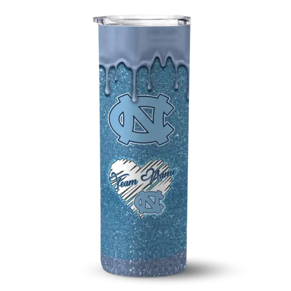 customized north carolina tar heels pixel fade light blue skinny tumbler best selling