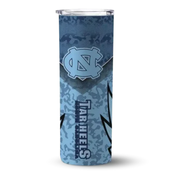 Customized North Carolina Tar Heels Spiral Burst Print Light Blue Skinny Tumbler