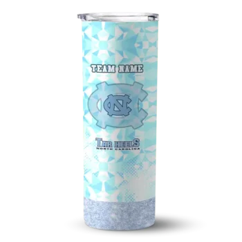Customized North Carolina Tar Heels Starburst Tiles Light Blue Skinny Tumbler