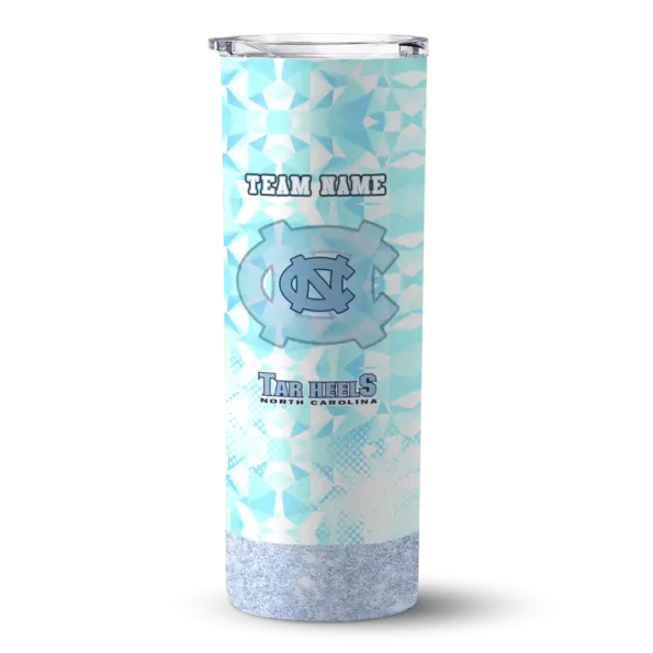 customized north carolina tar heels starburst tiles light blue skinny tumbler best selling
