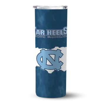 Customized North Carolina Tar Heels Torn Band Light Blue White Skinny Tumbler