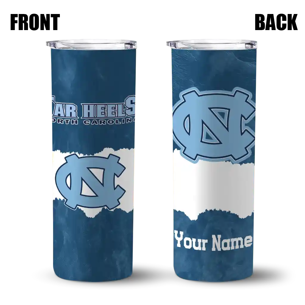 customized-north-carolina-tar-heels-torn-band-light-blue-white-skinny-tumbler-fashion-forward.webp