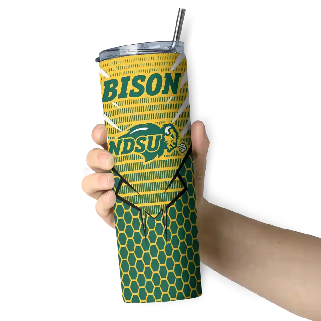 customized-north-dakota-state-bison-chevron-stripes-green-skinny-tumbler-premium-grade.webp