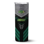 customized-north-dakota-state-bison-hexagon-honeycomb-green-black-skinny-tumbler-best-selling.webp